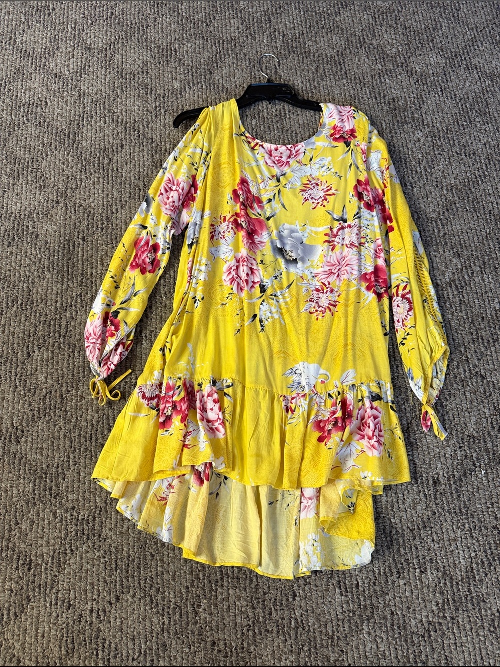 Yellow Floral Hi-Low Tunic Dress